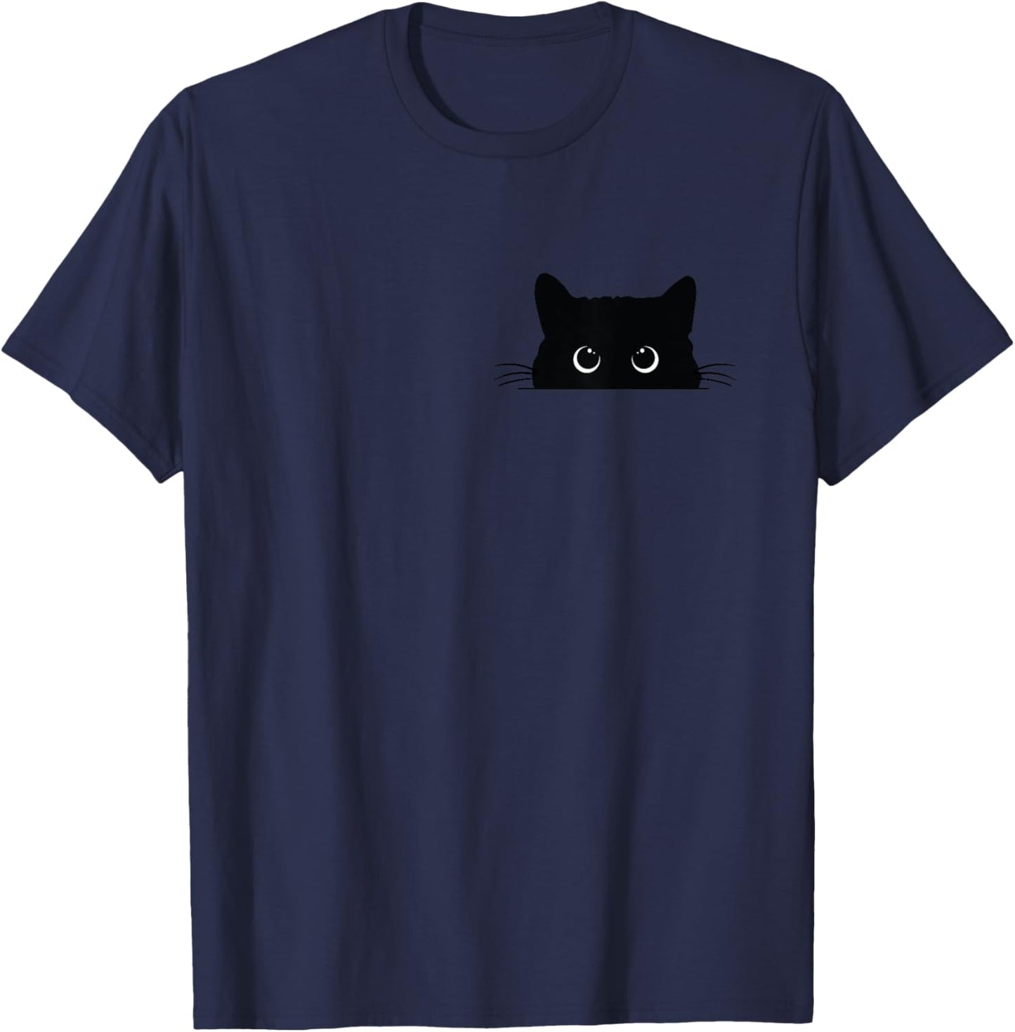 Cute Black Cat Peeking Halloween Spooky Season Fall Women T-Shirt - T-Shirt | Navy