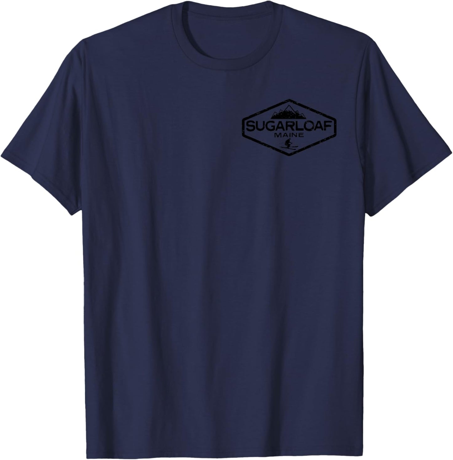 Sugarloaf Maine Vintage Distressed Front and Back T-Shirt - T-Shirt | Navy