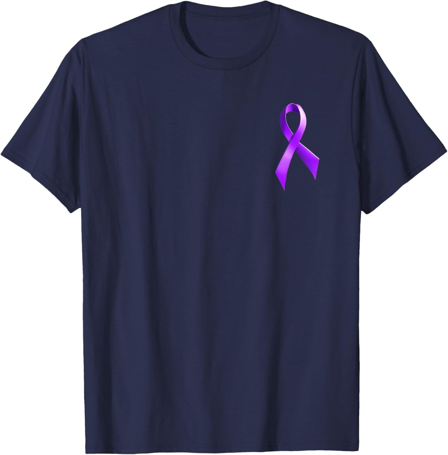 Pancreatic Cancer Purple Ribbon T-Shirt - T-Shirt | Navy