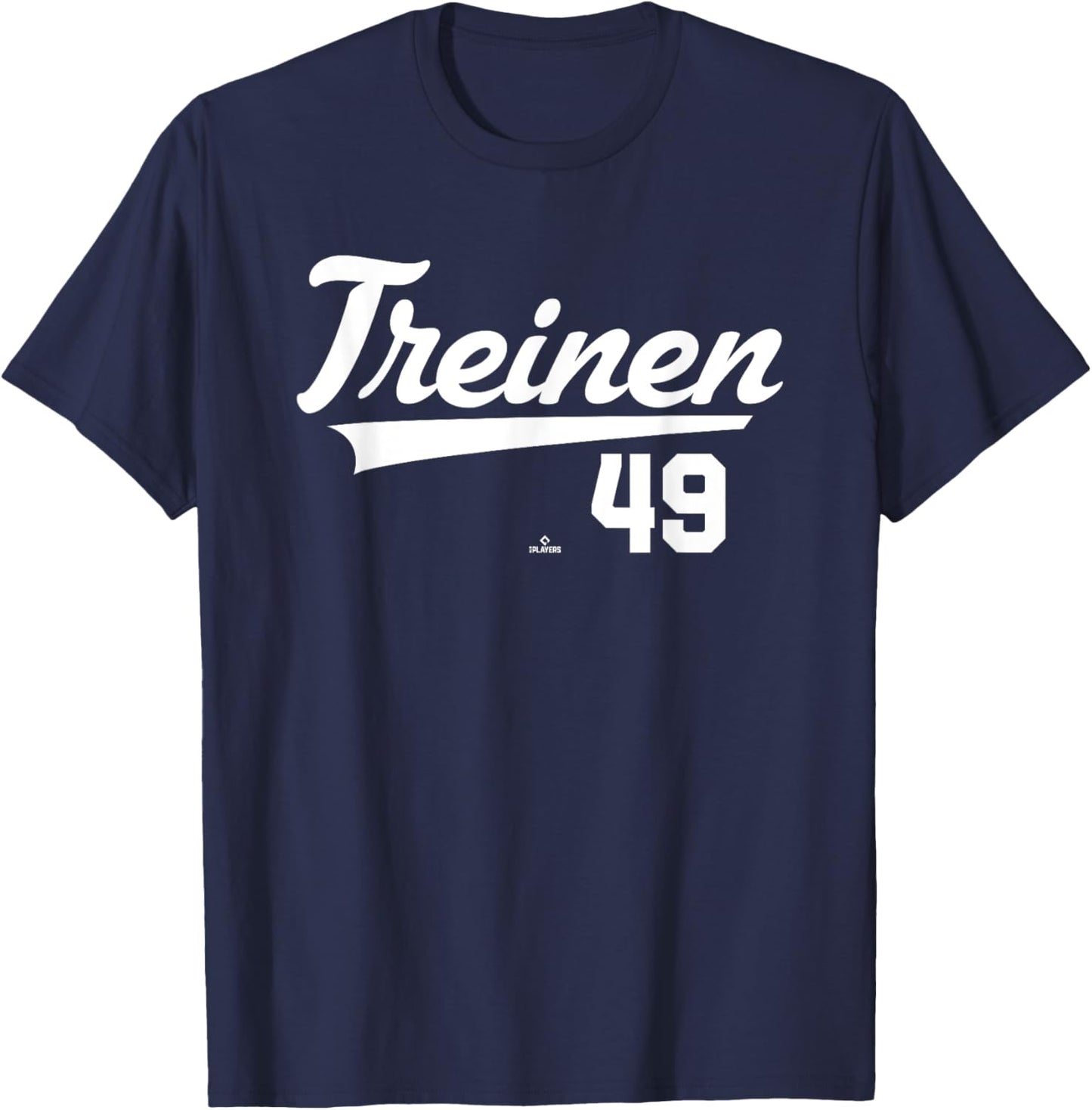 Player Name Swoosh Blake Treinen Los Angeles Baseball MLBPA T-Shirt - T-Shirt | Navy