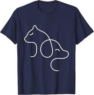 Dog Puppy and Baby Cat Heart - Animal Dog & Cat Heart Men Women Kids T-Shirt - T-Shirt | Navy