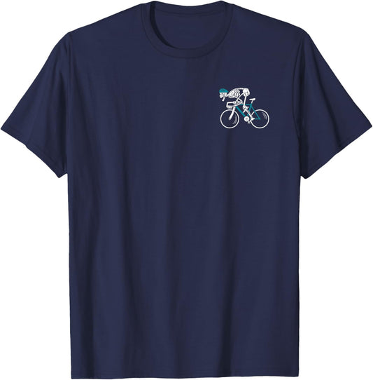 Skeleton Riding Road Bike Bicycle Biking Cycling Cyclist T-Shirt - T-Shirt | Navy