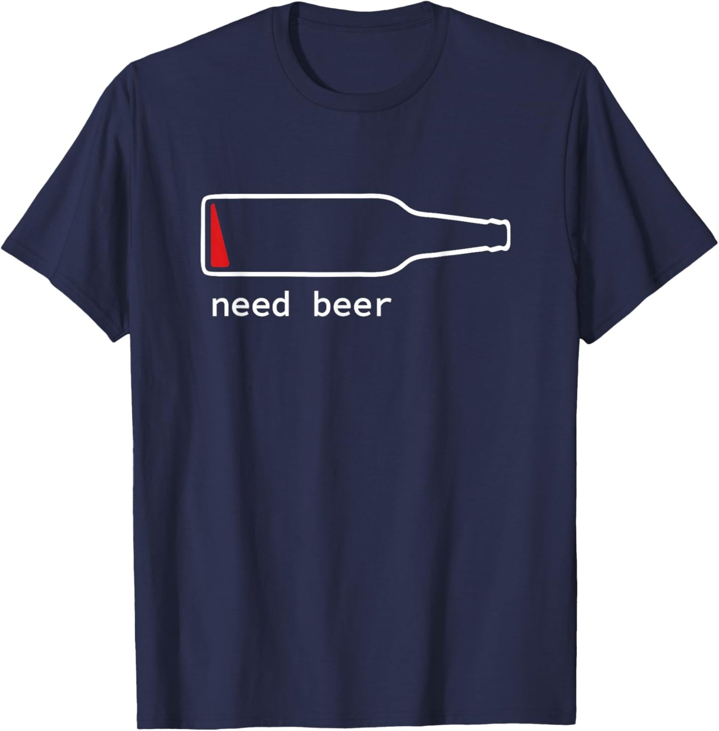 Funny Drinking Guy Stuff Low Battery Need Beer T-Shirt - T-Shirt | Navy