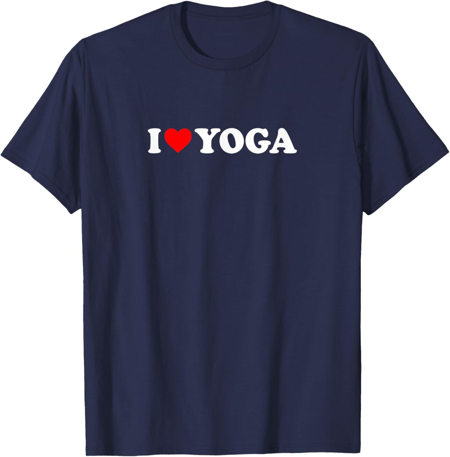 I Love Heart Yoga Simple Cute Funny T-Shirt - T-Shirt | Navy