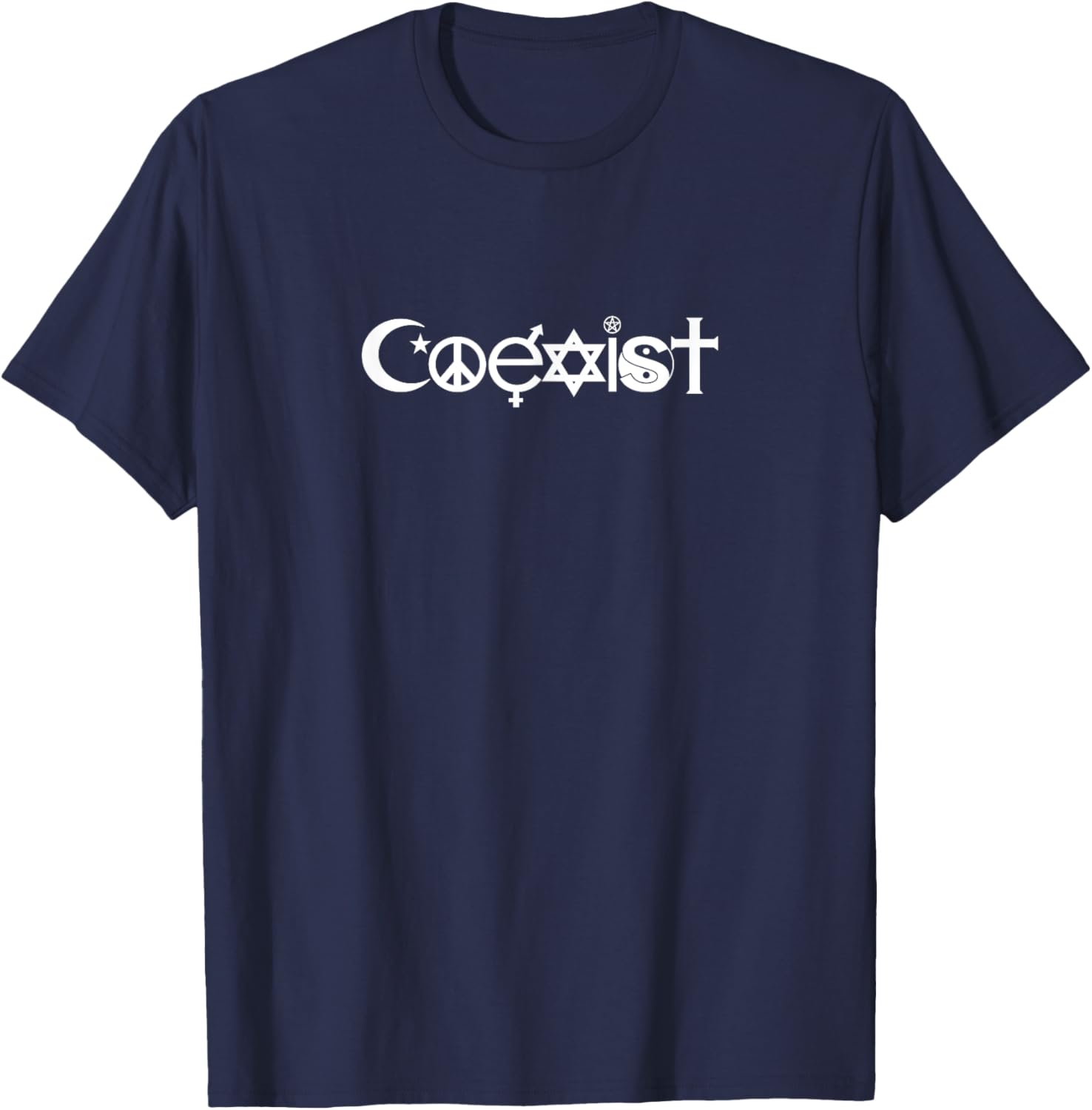 Coexist Peace Religion Equality Rights Humanity Spirituality T-Shirt - T-Shirt | Navy