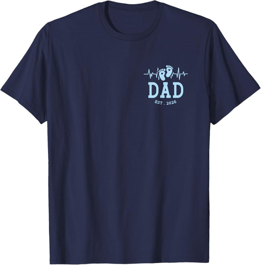 Boy Dad Est 2026 New Daddy Baby Expecting First Fathers Day T-Shirt - T-Shirt | Navy