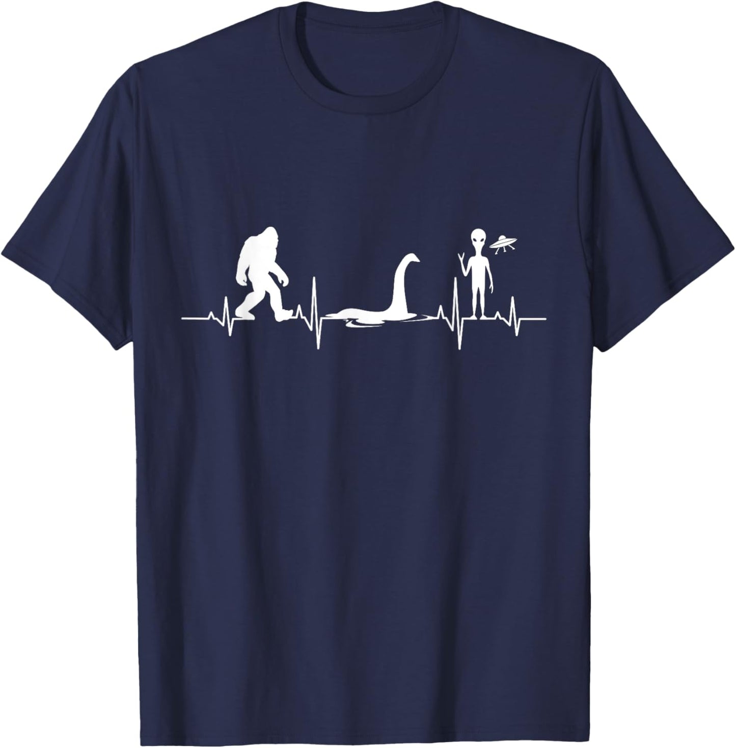 Funny Bigfoot Sasquatch Loch Ness Monster Nessie Alien UFO T-Shirt - T-Shirt | Navy