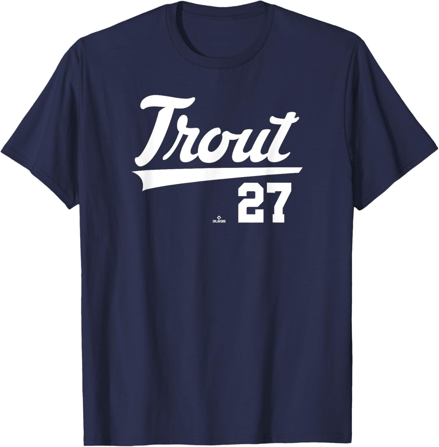 Player Name Swoosh Mike Trout Los Angeles Baseball MLBPA T-Shirt - T-Shirt | Navy