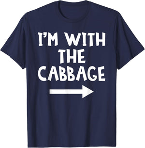 I'm With The Cabbage Funny Matching Couple Halloween Costume T-Shirt - T-Shirt | Navy