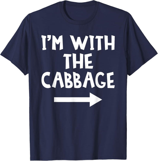 I'm With The Cabbage Funny Matching Couple Halloween Costume T-Shirt - T-Shirt | Navy