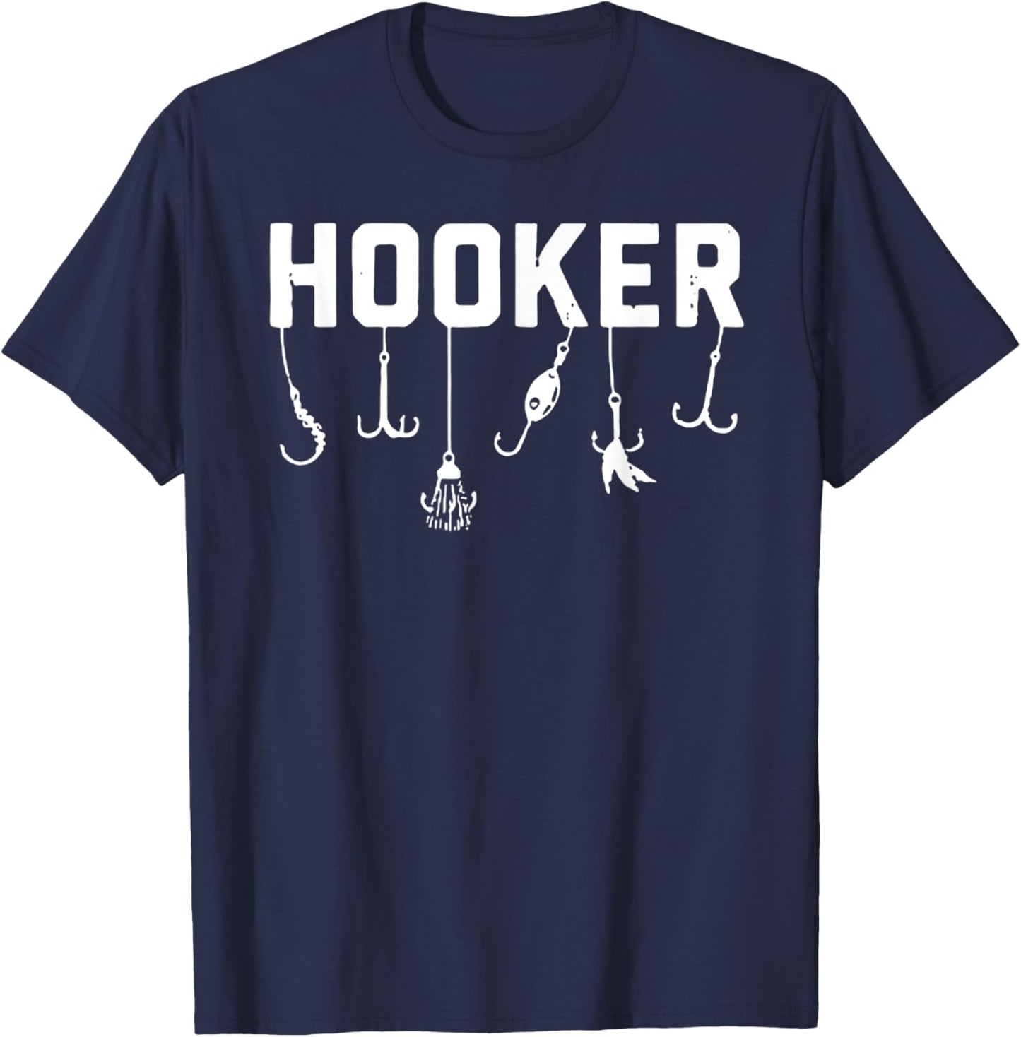 Funny Hooker Fishing Design with Hooks T-Shirt - T-Shirt | Navy