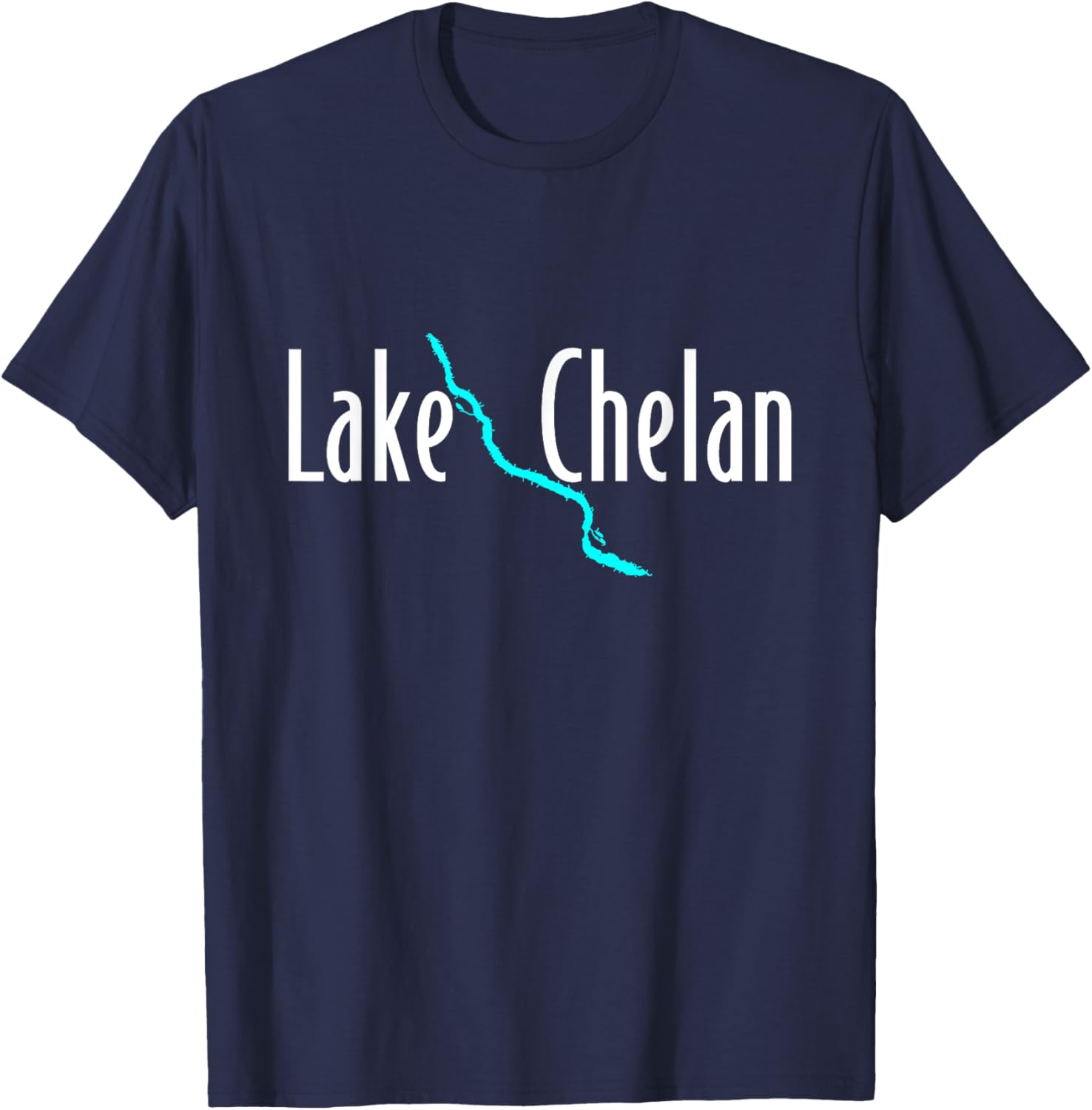 Minimalist Lake Chelan - Washington T-Shirt - T-Shirt | Navy