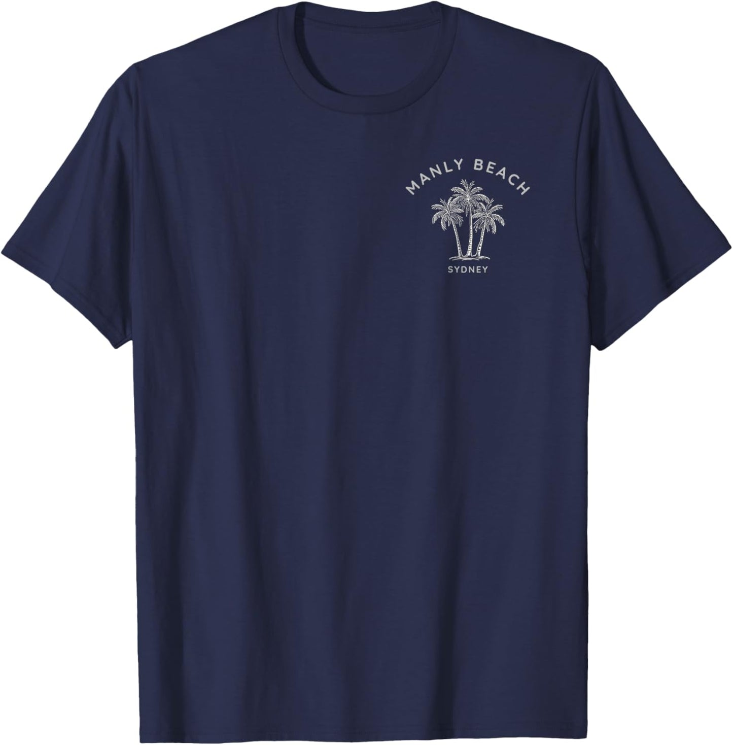 Manly Beach Sydney Australia Palm Tree Sunset Vintage T-Shirt - T-Shirt | Navy
