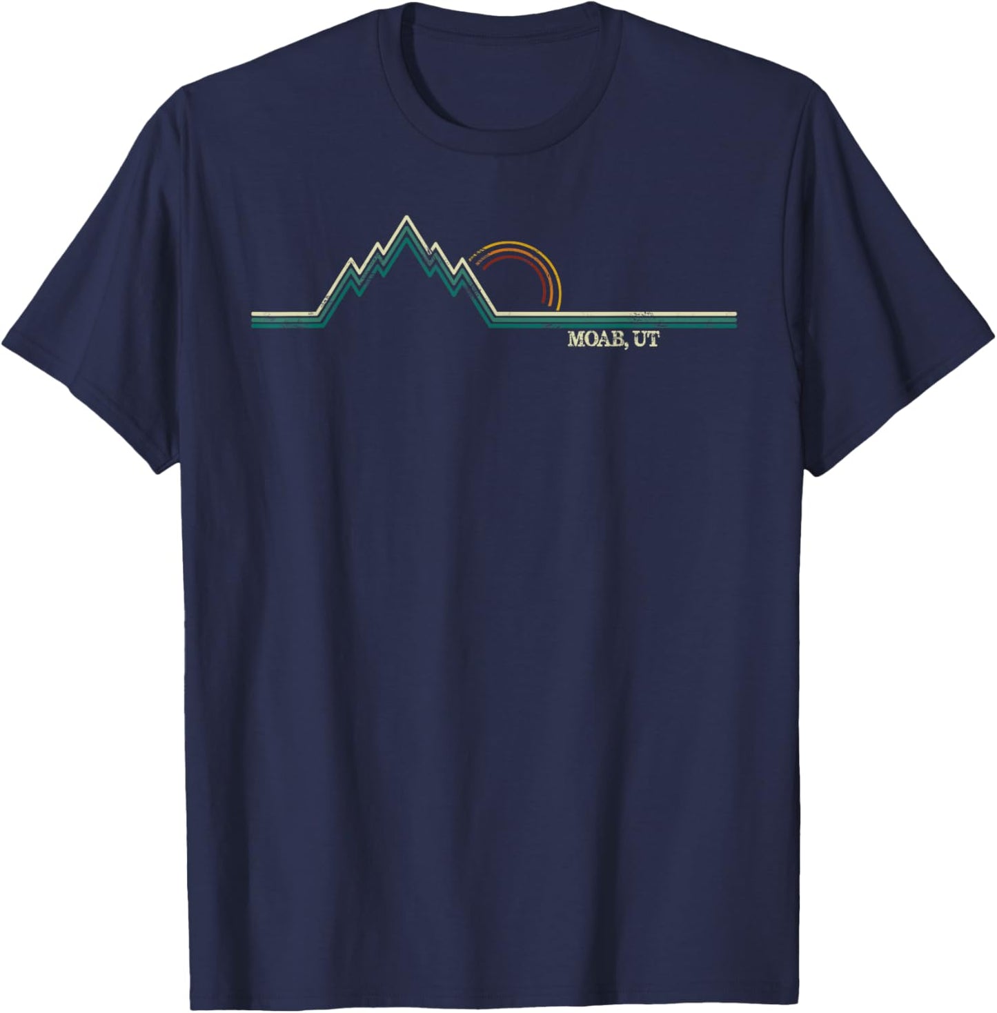 Retro Mountains Moab, Utah Summer Hiking T-Shirt - T-Shirt | Navy