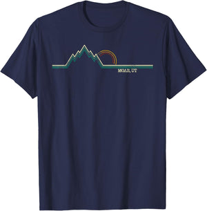 Retro Mountains Moab, Utah Summer Hiking T-Shirt - T-Shirt | Navy