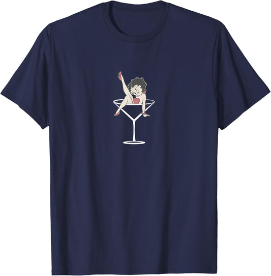 Betty Boop Vintage Classic Martini Betty T-Shirt - T-Shirt | Navy