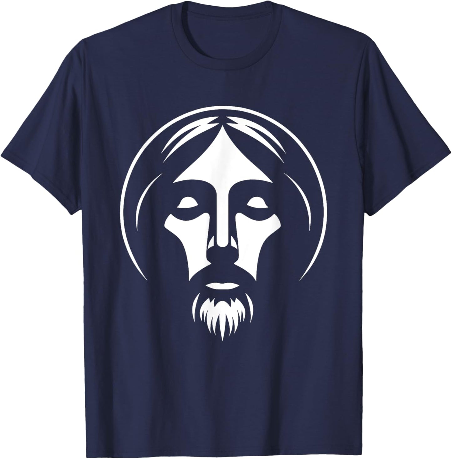 Christian Jesus Face Silhouette Religious T-Shirt - T-Shirt | Navy