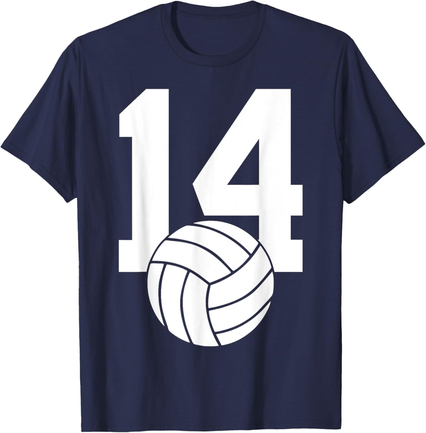 Number 14 Volleyball 14th Birthday T-Shirt - T-Shirt | Navy