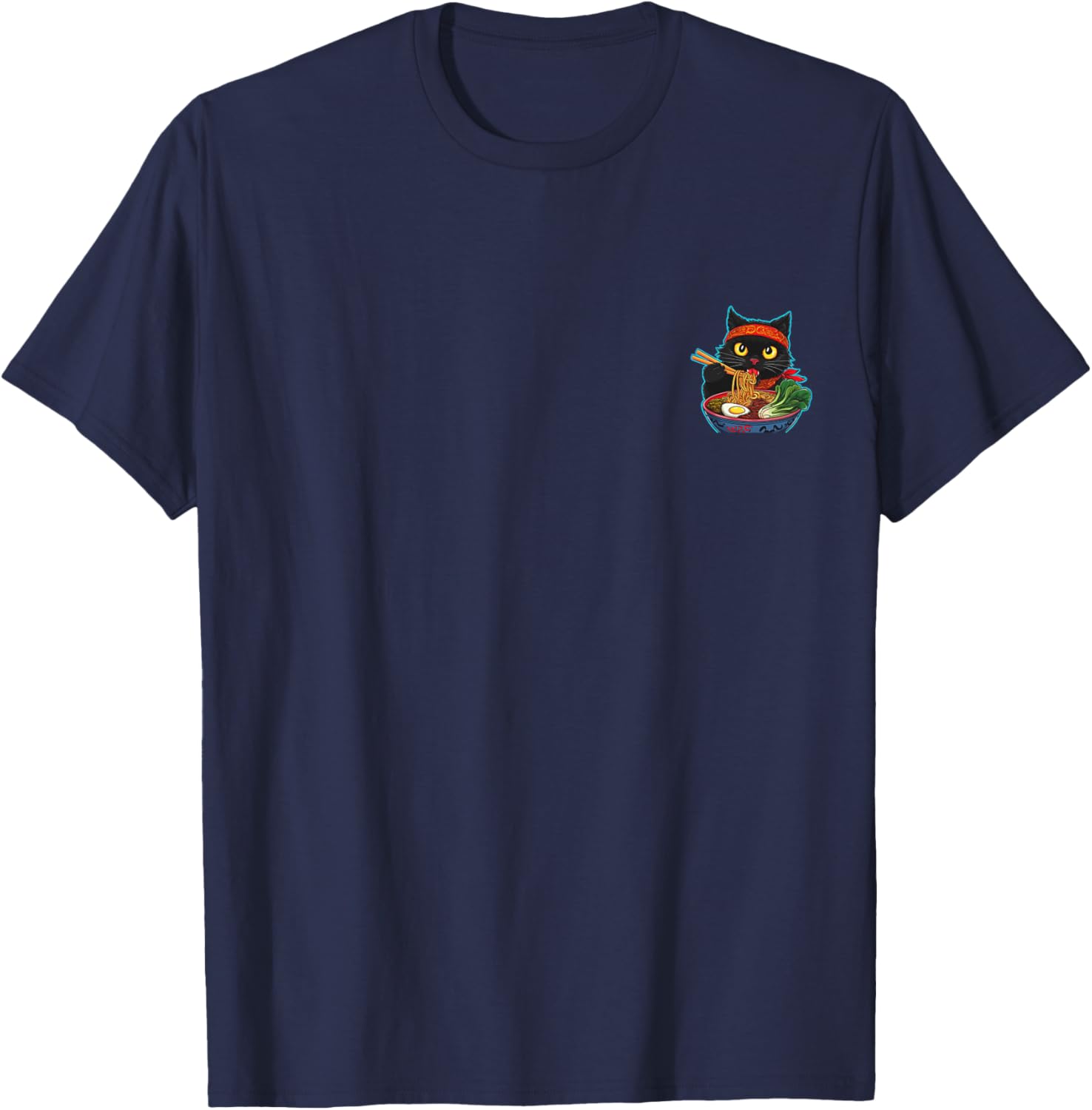Cat Ramen Noodle Japanese Manga Cat T-Shirt - T-Shirt | Navy