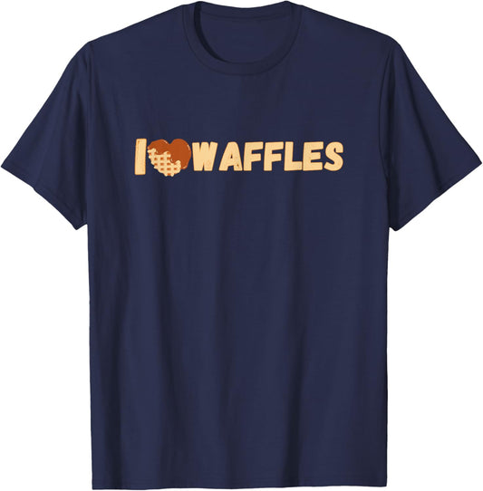 I Love Waffles | Heart-Shaped Chocolate Waffle T-Shirt - T-Shirt | Navy