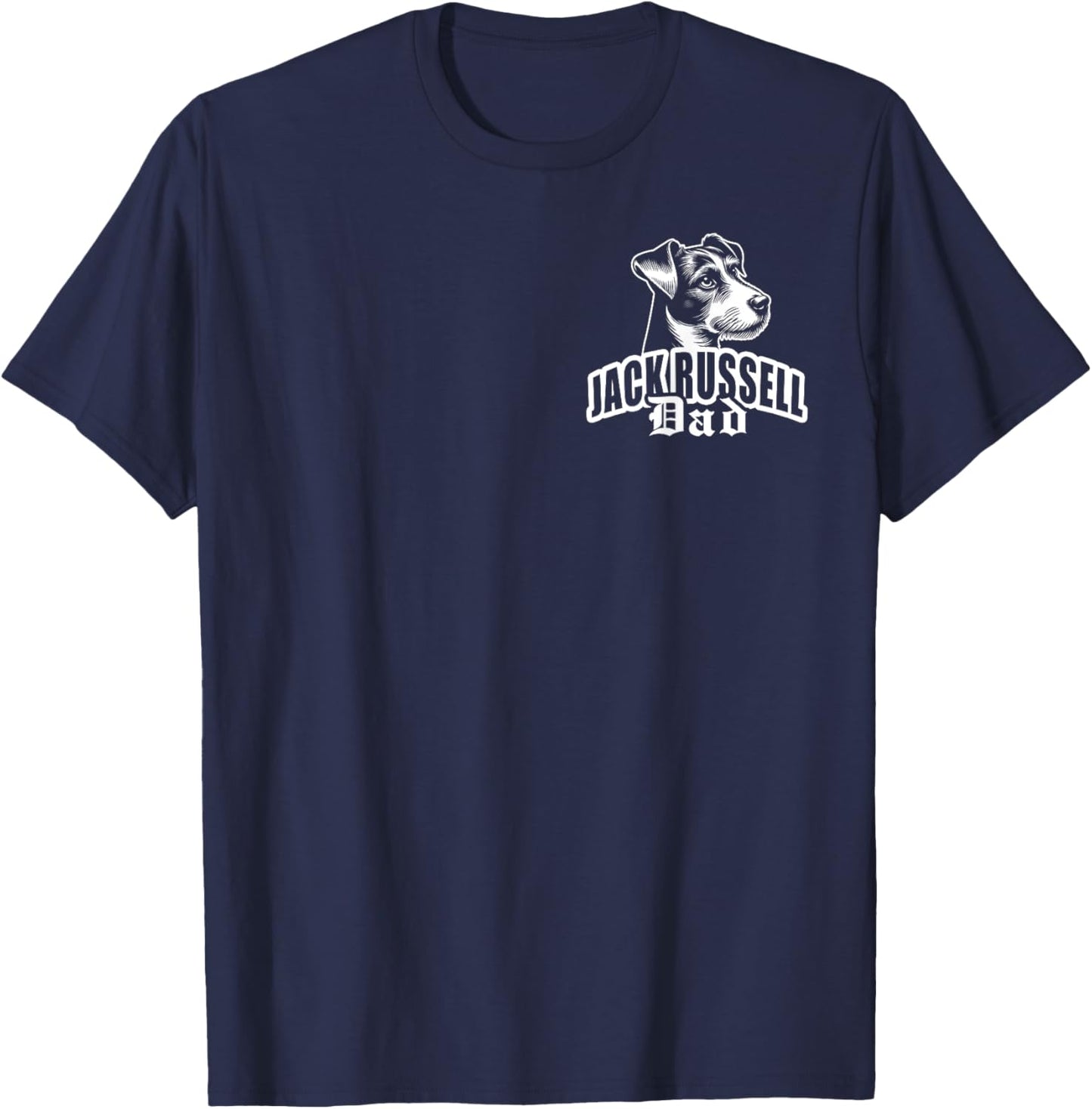 Jack Russell Dad with Cute Dog Head on Chest T-Shirt - T-Shirt | Navy