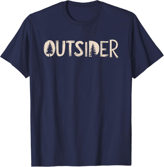 Outsider Mountains Forest Fishing Camping Hiking Wilderness T-Shirt - T-Shirt | Navy