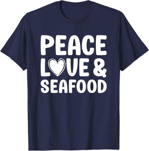 Seafood I Love Seafood Funny Food Fish Lobster Crab Lover T-Shirt - T-Shirt | Navy