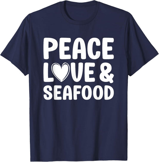 Seafood I Love Seafood Funny Food Fish Lobster Crab Lover T-Shirt - T-Shirt | Navy