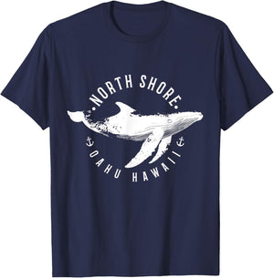 North Shore Uaho Hawaii Surfer Souvenir Whale Ocean Nautical T-Shirt - T-Shirt | Navy