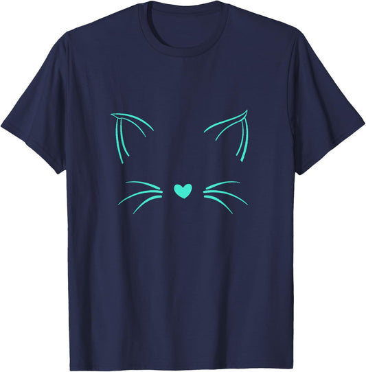 Light Teal Aqua Invisible Cat Light Teal Aqua Color Graphic Women Girls Kids T-Shirt - T-Shirt | Navy