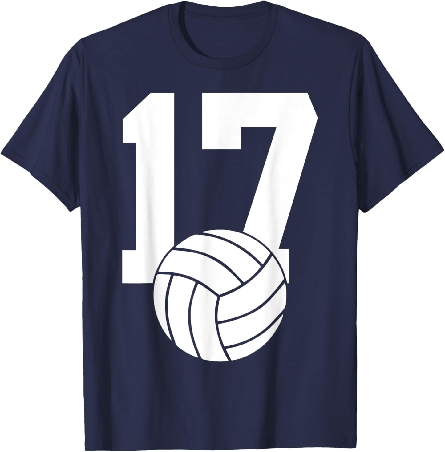 Number 17 Volleyball 17th Birthday T-Shirt - T-Shirt | Navy