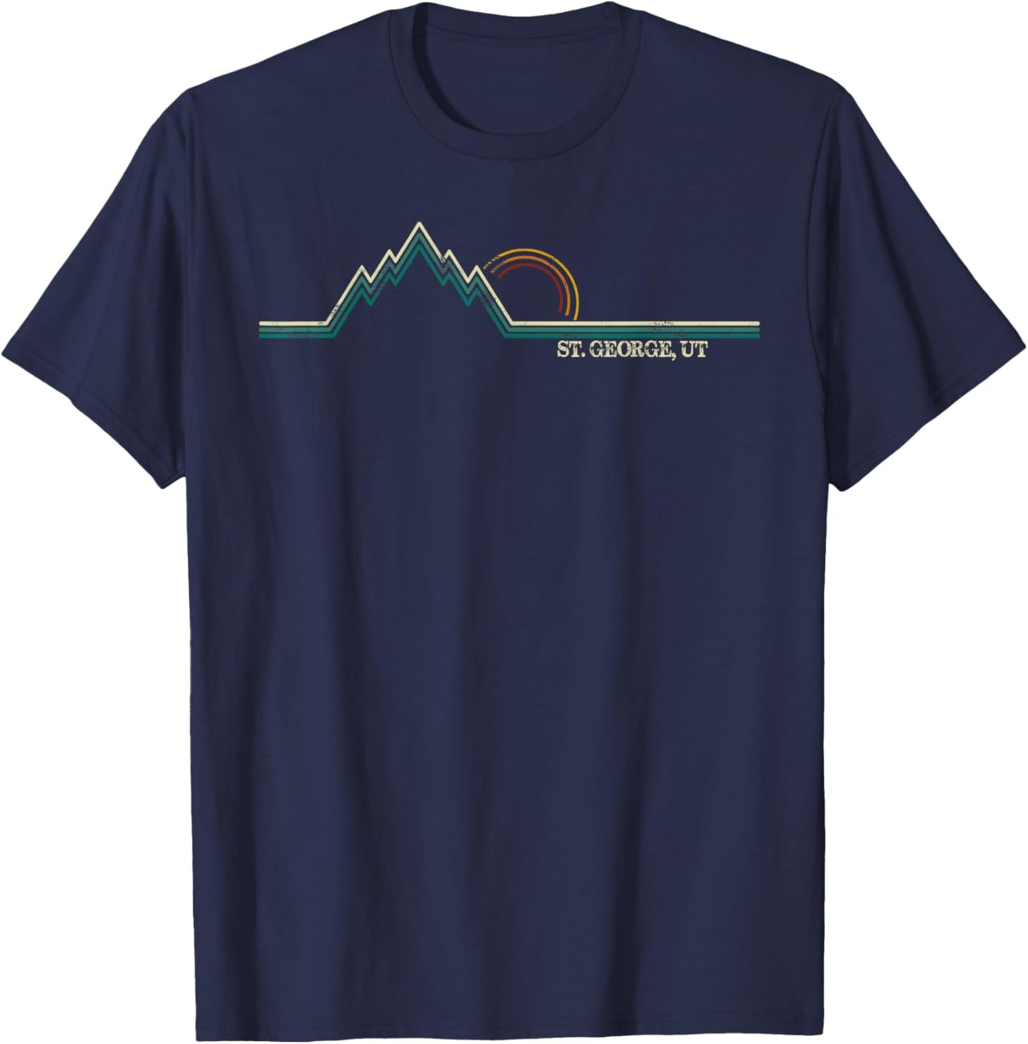 Retro Mountains St. George, Utah Summer Hiking T-Shirt - T-Shirt | Navy