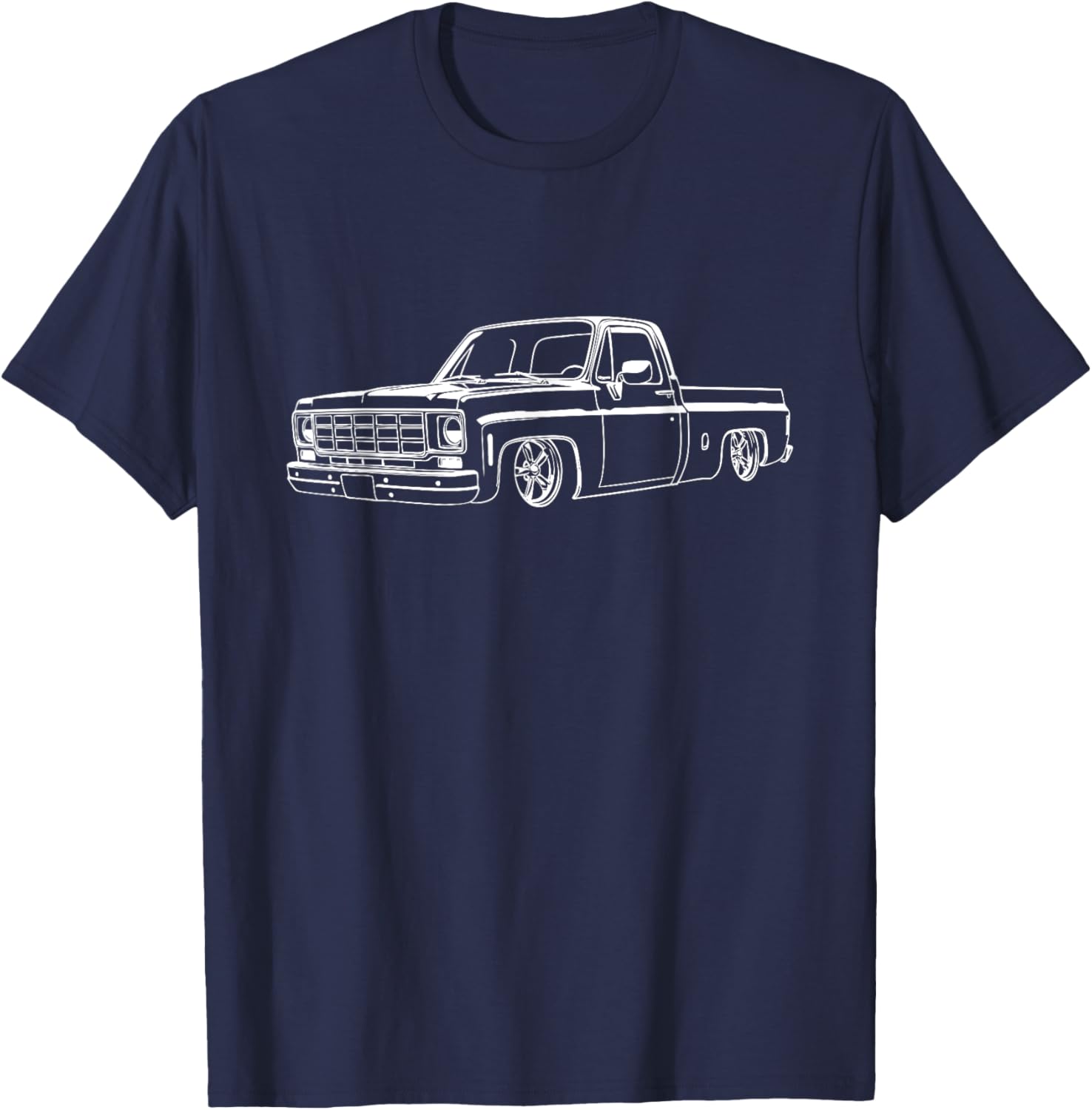 Round Eye Truck Silhouette Slammed 73-87 Squarebody Truck T-Shirt - T-Shirt | Navy