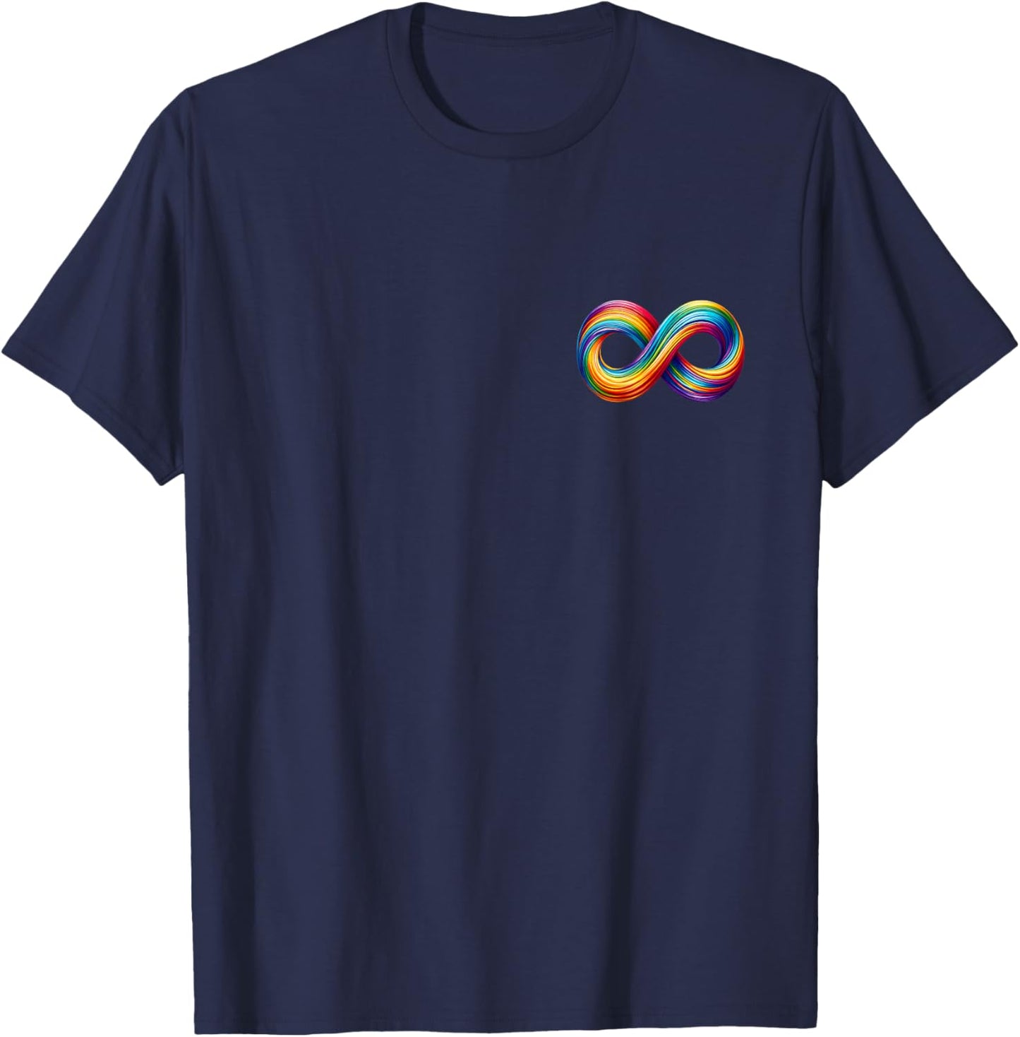 Neurodiversity Infinity Sign Rainbow Symbol Autism Awareness T-Shirt - T-Shirt | Navy