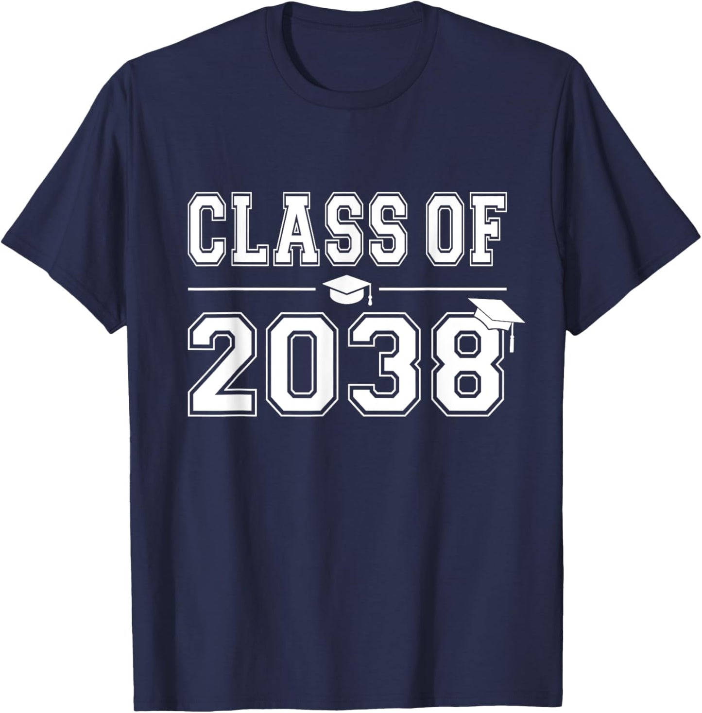 Class of 2038 Grow With Me First Day of School Graduation T-Shirt - T-Shirt | Navy