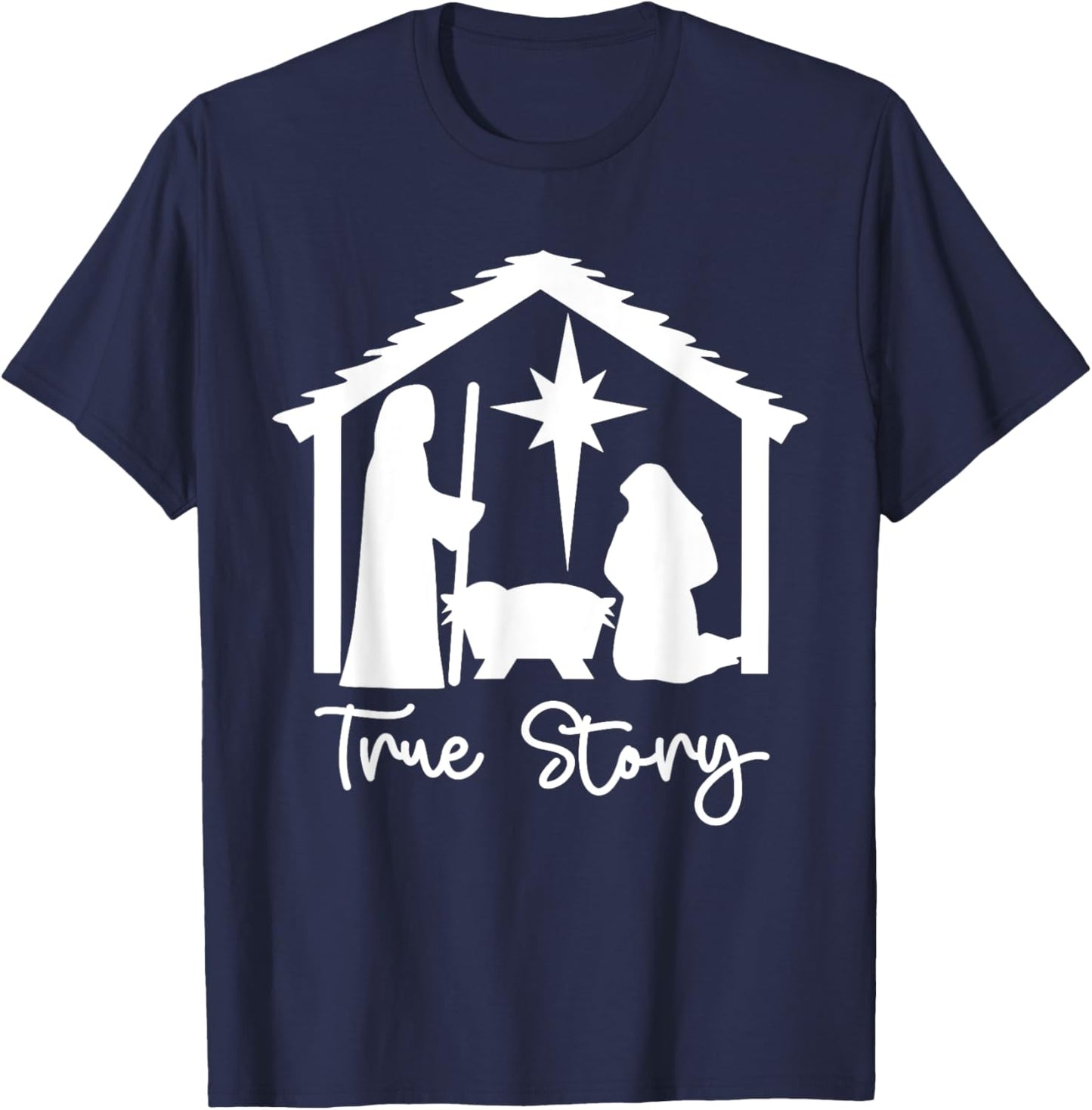Christian Religious Christmas Nativity Scene True Story T-Shirt - T-Shirt | Navy