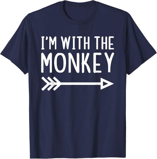 I'm With The Monkey Funny Matching Halloween Couple Costume T-Shirt - T-Shirt | Navy