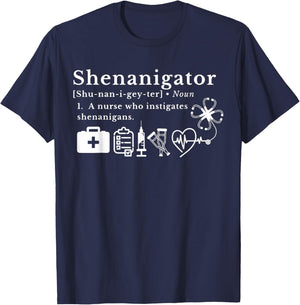 Shenanigator Definition RN Nursing Shamrock St Patrick's Day T-Shirt - T-Shirt | Navy