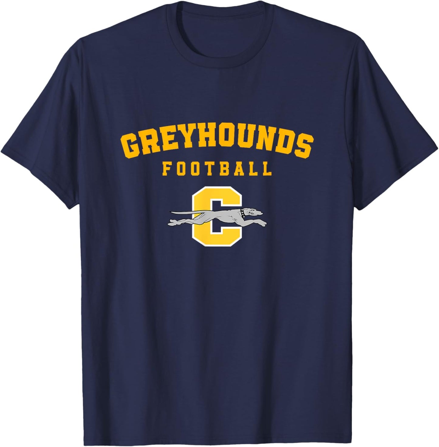 Carmel Greyhounds Logo Vertical Arch Football HS T-Shirt - T-Shirt | Navy
