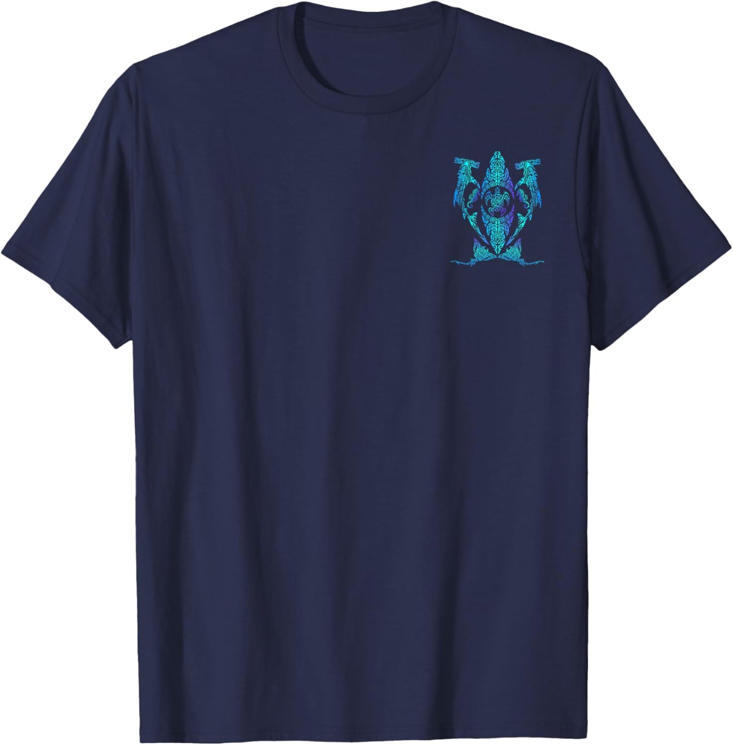 Tribal Hawaiian Maori Sun Sea-turtle Shark Sea horse and Ray T-Shirt - T-Shirt | Navy
