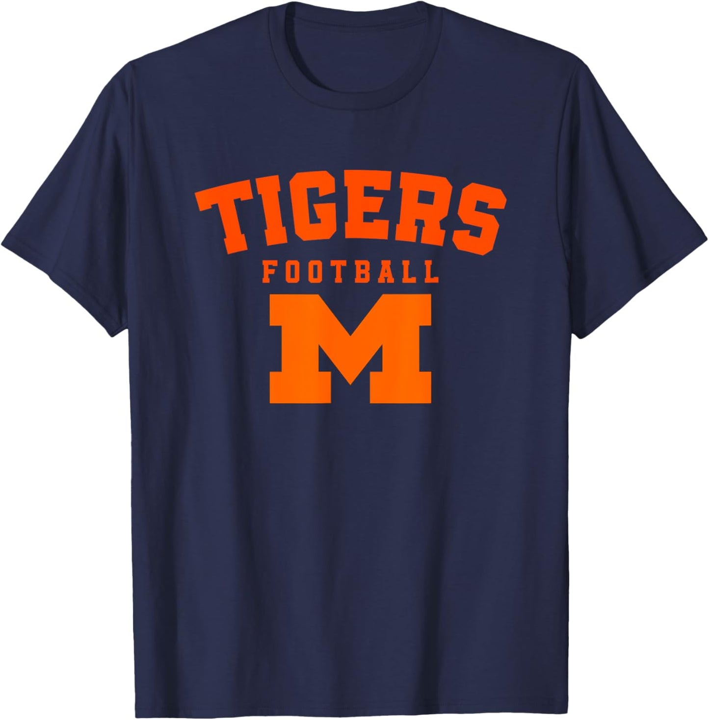 Massillon Tigers Logo Vertical Arch Football HS T-Shirt - T-Shirt | Navy