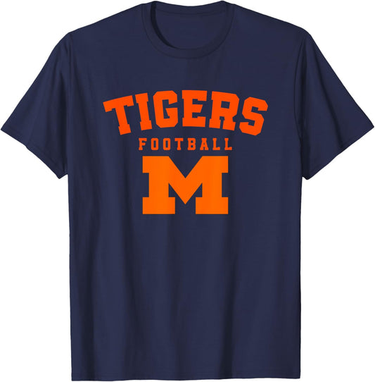 Massillon Tigers Logo Vertical Arch Football HS T-Shirt - T-Shirt | Navy