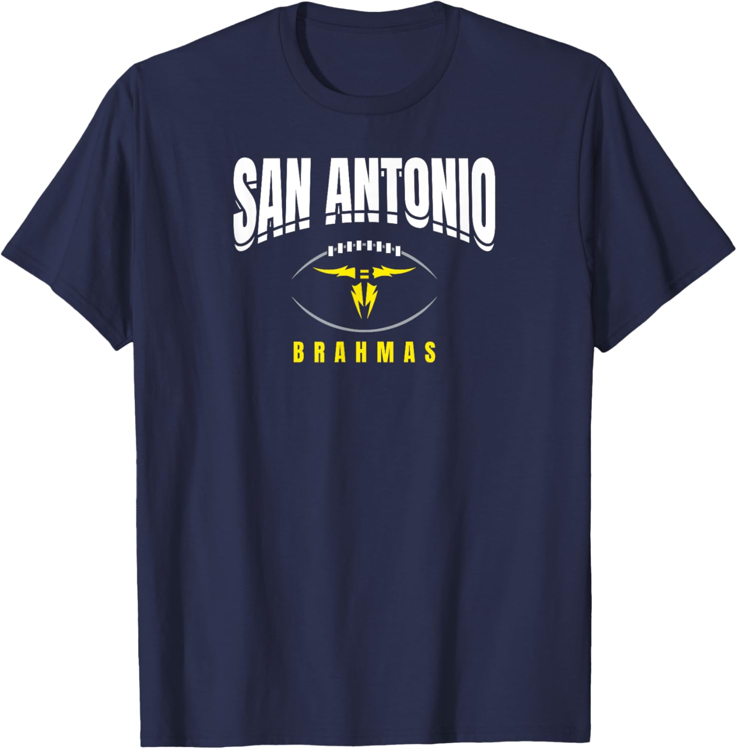 San Antonio Brahmas: Football Outline T-Shirt - T-Shirt | Navy