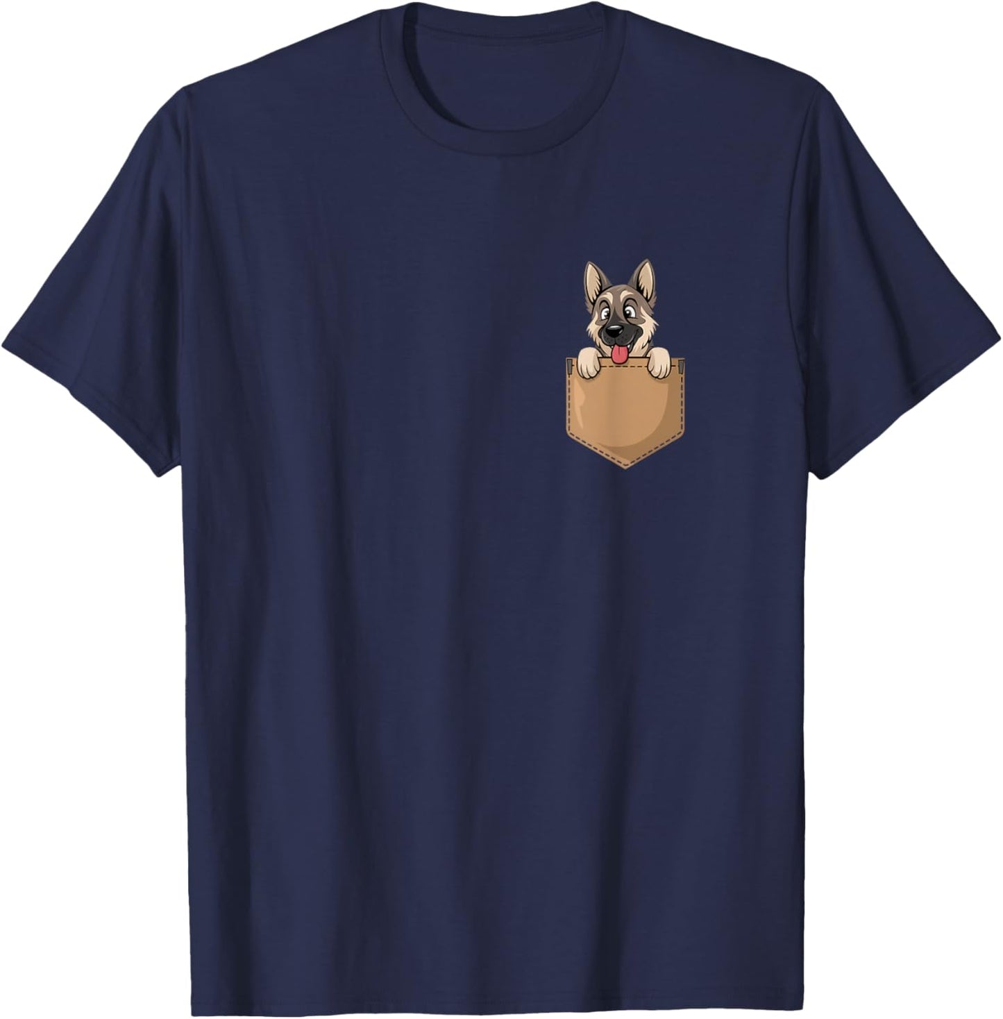 German Shepherd In Pocket Dog Owner Cute Puppy Lover T-Shirt - T-Shirt | Navy