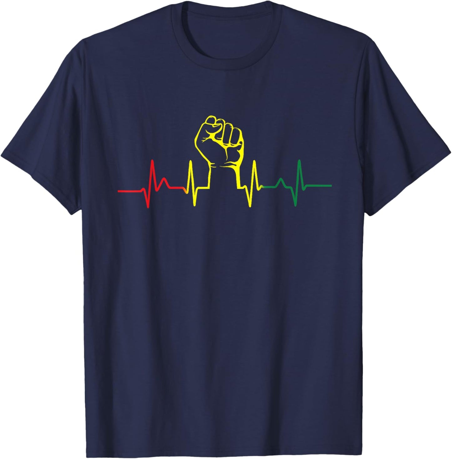Black Power Fist Heartbeat African American Pride Men Women T-Shirt - T-Shirt | Navy