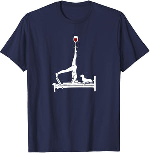 Pilates wine Reformer Pilates with Dachshund dog T-Shirt - T-Shirt | Navy