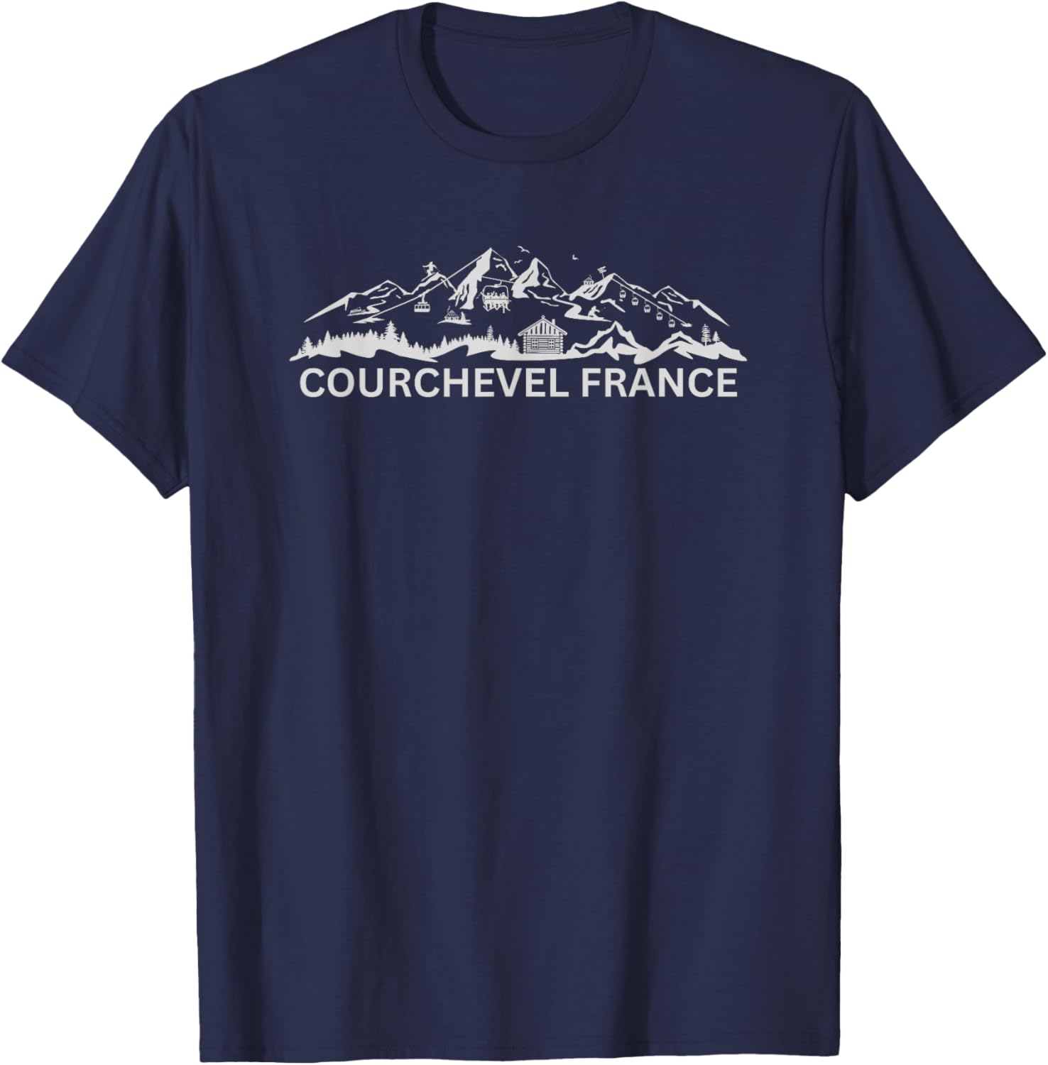 Courchevel France Ski Resort Mountain Silhouette T-Shirt - T-Shirt | Navy