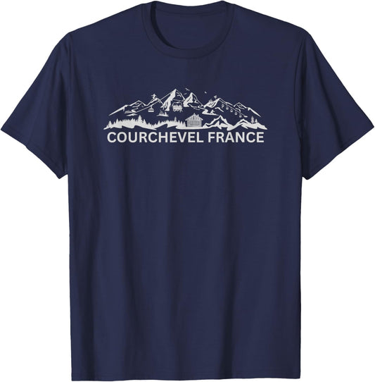 Courchevel France Ski Resort Mountain Silhouette T-Shirt - T-Shirt | Navy