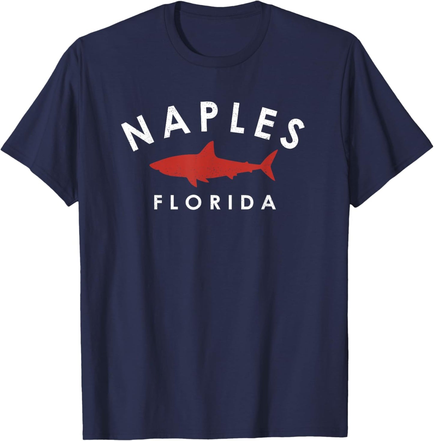 Naples Florida Shark Graphic Vacation Souvenir Vintage T-Shirt - T-Shirt | Navy