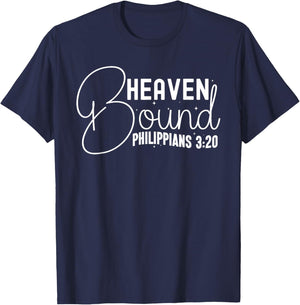 Heaven Bound Philippians 3:20 Inspirational Bible Verse T-Shirt - T-Shirt | Navy